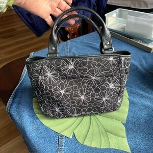 Talbots Floral Black & White Handbag